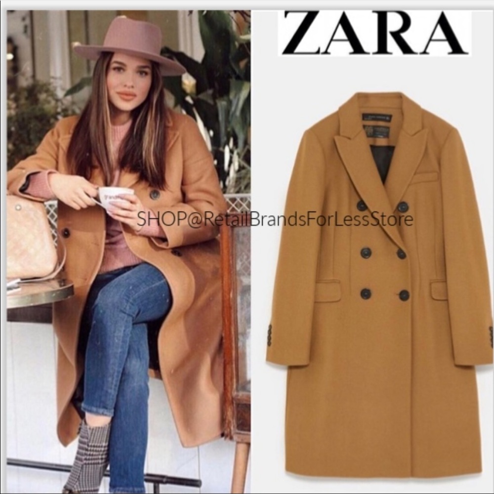 ZARA MANTECO WOOL CAMEL DOUBLE-BREASTED COAT